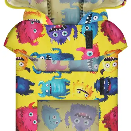 Дощовик-накидка з капюшоном для собак WAUDOG Clothes, малюнок "Мохнаті монстри", XS, А 26-29 см, B 32-41 см, С 21-26 см: додаткове фото 4
