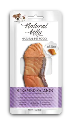 Natural Kitty Original Series STEAMED SALMON Ласощі для котів та собак у вигляді шматочків лосося приготованих на пару 30г