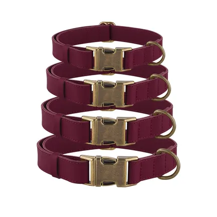 Нашийник для собак шкіряний BronzeDog Antiq бордовий L: додаткове фото 4