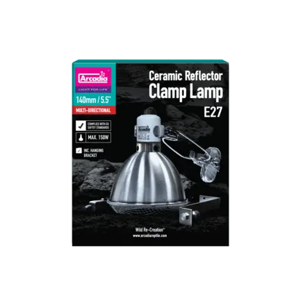 ARCADIA REFLECTOR CLAMP LAMP WITH CERAMIC HOLDER E27 14CM STAINLESS STEEL (R2100080) світильник для тераріума