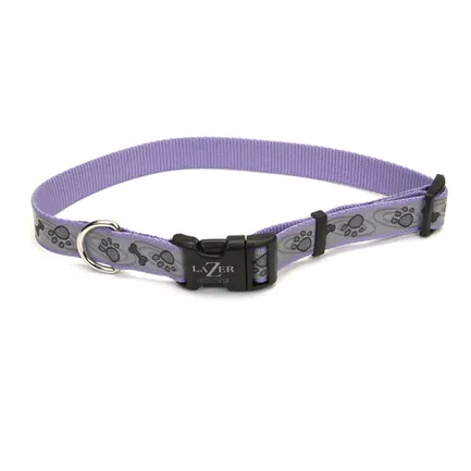 Coastal Lazer Brite Reflective Collar КОСТАЛ ЛАЗЕР БРАЙТ світловідбивний нашийник для собак, 1.6х30-46см Лапа кістка фіолетовий