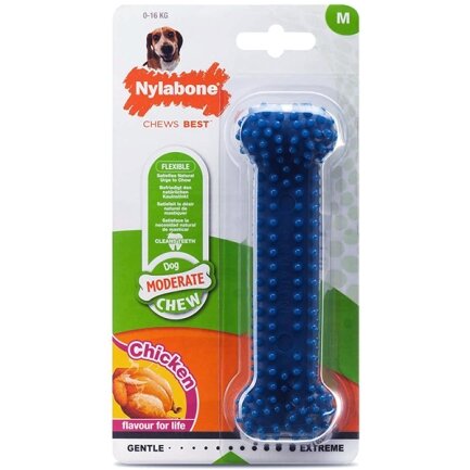 Nylabone Moderate Chew Dental Bone НІЛАБОН ДЕНТАЛ БОУН жувальна іграшка для собак, смак курки M, для собак до 16 кг