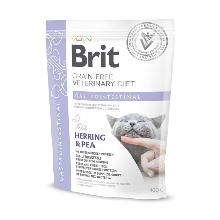 Сухий корм Brit GF VetDiet Cat Gastrointestinal для котів, при порушеннях травлення, з оселедцем, лососем, яйцем та горохом, 400 г
