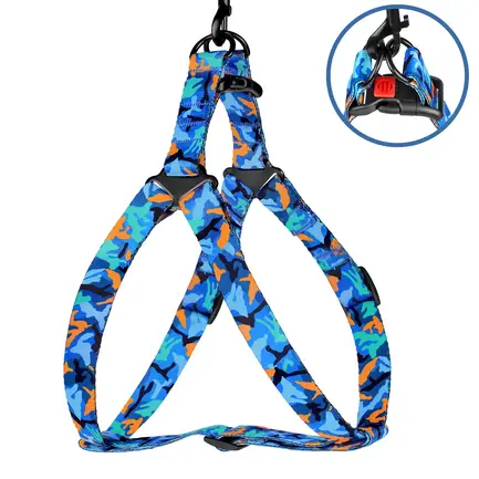 Шлея для Собак BronzeDog Urban Camo Нейлонова Синя M