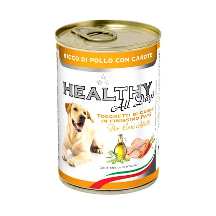HEALTHY All days вологий корм для собак - паштет зі шматочками, з курятиною та морквою 400гр