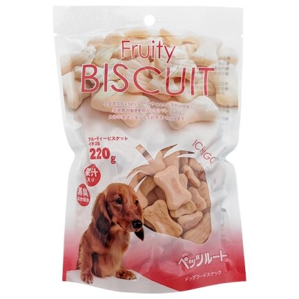 DoggyMan Biscuit Strawberry ДОГГІМЕН БІСКВІТ ПОЛУНИЦЯ фруктове печиво, ласощі для собак 0,22 кг