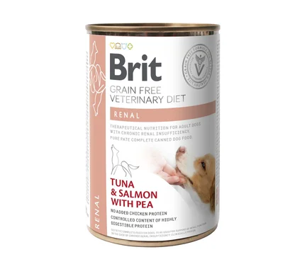 Вологий корм Brit GF VetDiet Renal для собак, при хронічній нирковій недостатності, тунець, лосось та горошок, 400 г