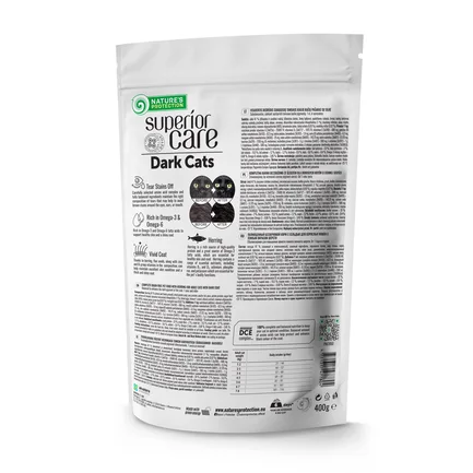Nature's Protection Superior Care Dark Cats Grain Free Herring Сухий беззерновий корм для дорослих котів з темним забарвленням з оселедцем, 400 г: додаткове фото 2