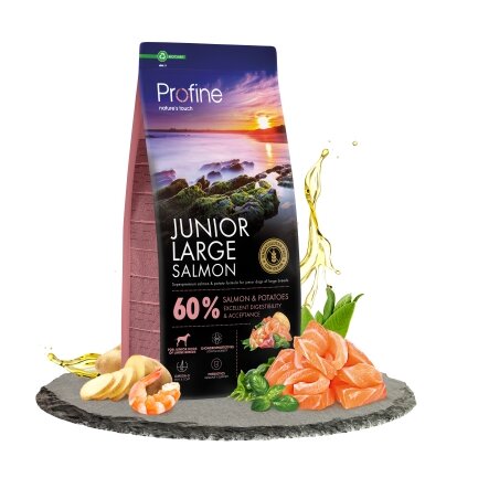 Корм сухий Profine Junior Large Salmon and Potatoes для цуценят та юніорів великих порід, з лососем та картоплею, 12 кг — Фото 1