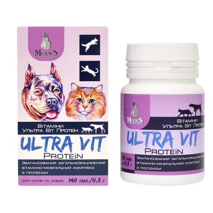 Ультра Віт Протеін (Ultra Vit Protein) вітамінно-мінеральні комплекси для собак та котів 140шт*0,5г, MODES: додаткове фото 2