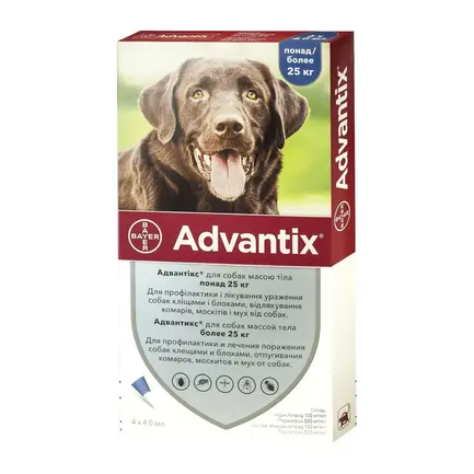 Краплі на холку Bayer Elanco Advantix для собак від 25 до 40 кг: додаткове фото 2