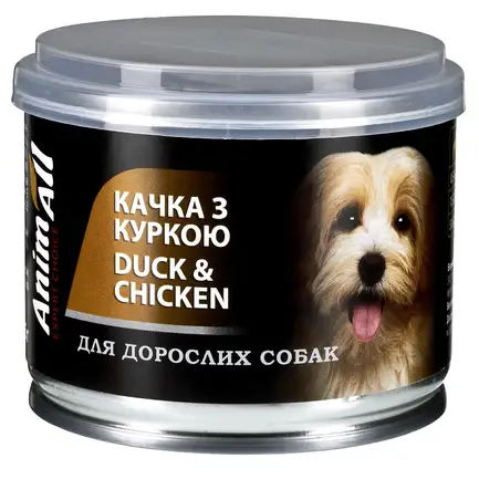 АнімАлл Вологий корм для собак Качка з куркою, 195 г