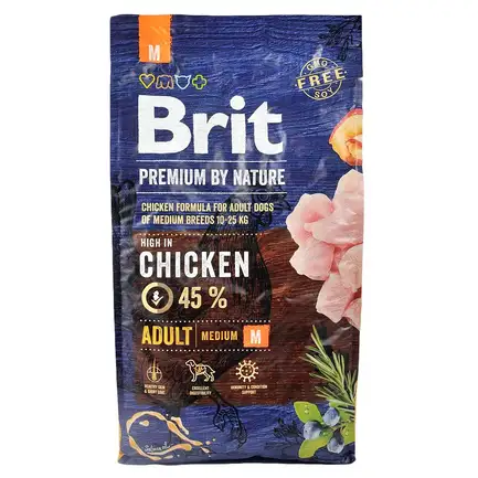 Сухий корм Brit Premium Dog Adult M для дорослих собак середніх порід, з куркою, 8 кг: додаткове фото 7
