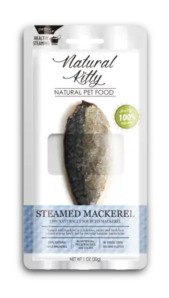 Natural Kitty Original Series STEAMED MACKEREL Ласощі для котів та собак у вигляді шматочків скумбрії приготованих на пару 30г