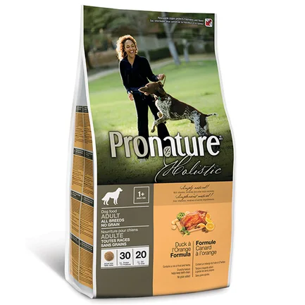 Pronature Holistic Dog Duck&Orange ПРОНАТЮР ХОЛІСТИК КАЧКА З АПЕЛЬСИНАМИ сухий беззерновий холістик корм для собак 13,6 кг