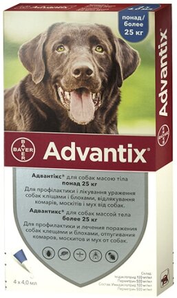 Краплі від бліх і кліщів Bayer Advantix для собак вагою понад 25 кг