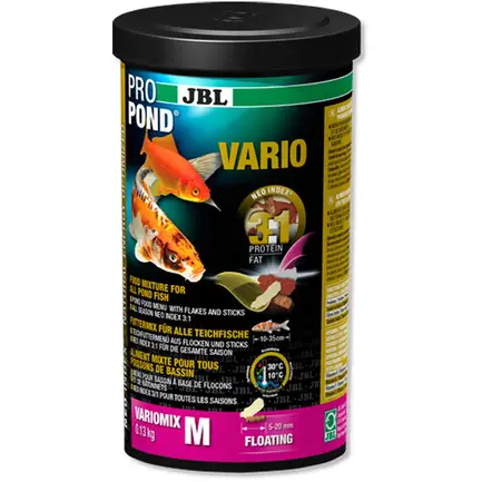 JBL (ДжБЛ) ProPond Vario корм суміш для всіх типів ставкової риби М, 130г.