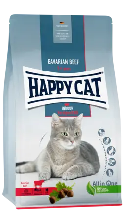 Сухий корм Happy Cat Indoor Voralpen Rind для дорослих котів, що мешкають в приміщенні зі смаком яловичини, 300 г, 70591