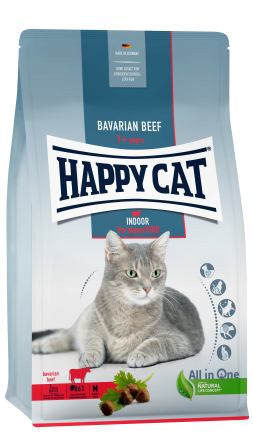 Сухий корм Happy Cat Indoor Voralpen Rind для дорослих котів, що мешкають в приміщенні зі смаком яловичини, 300 г, 70591