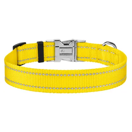 Нашийник для Собак BronzeDog Active Нейлоновий зі Світловідбиттям та Металевою Пряжкою Жовтий L: додаткове фото 2