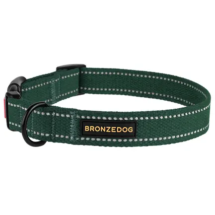 Нашийник для собак Bronzedog Сotton рефлекторний бавовняний брезент зелений XL: додаткове фото 3