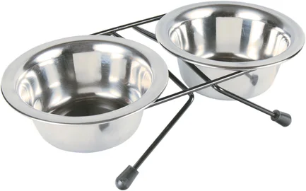Миски Trixie для собак, на підставці, металеві, 10 см, 2х200 мл