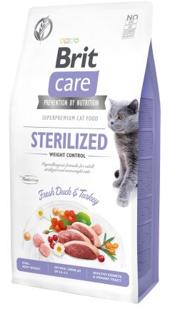 Сухий корм Brit Care Cat GF Sterilized Weight Control для стерилізованих котів з надмірною вагою, качка та індичка, 7 кг