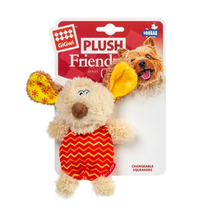 Іграшка для собак Собачка з пищалкою GiGwi Plush, текстиль, пластик, 13 см — Фото 1