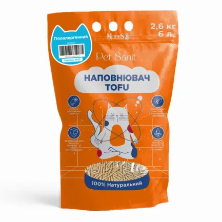 Наповнювач Tofu - гіпоалергенний 2,6 кг, 6 л, л, ПетСаніт (PetSanit), MODES