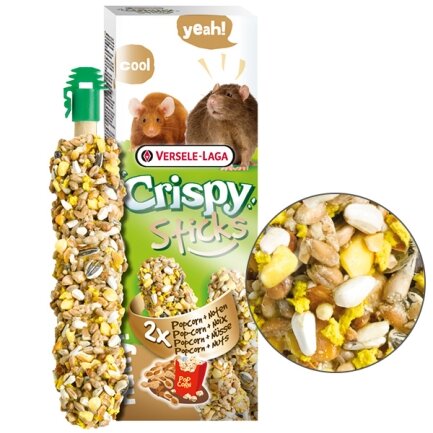 Versele-Laga Crispy Sticks Popcorn&amp;Nuts ВЕРСЕЛЕ-ЛАГА КРІСПІ ПОПКОРН З ГОРІХАМИ ласощі для щурів, мишей 2х55г