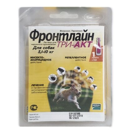 Краплі Boehringer Ingelheim Frontline TRI-AKT S проти ектопаразитів для собак від 5 до 10 кг, монопіпетка