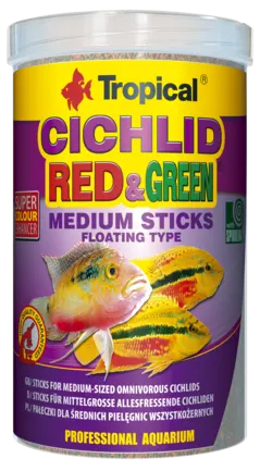 Сухий корм Tropical Cichlid Red & Green Medium Sticks для всіх цихлід, 360 г (палички)