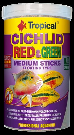 Сухий корм Tropical Cichlid Red &amp; Green Medium Sticks для всіх цихлід, 360 г (палички)