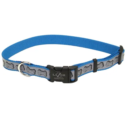Coastal Lazer Brite Reflective Collar КОСТАЛ ЛАЗЕР БРАЙТ світловідбивний нашийник для собак, 2.5х46-66см Бірюзовий з кісточками