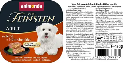 Корм вологий для собак Animonda Vom Feinsten gourme Adult with beef and chicken file з яловичиною і куркою, 150 г: додаткове фото 2