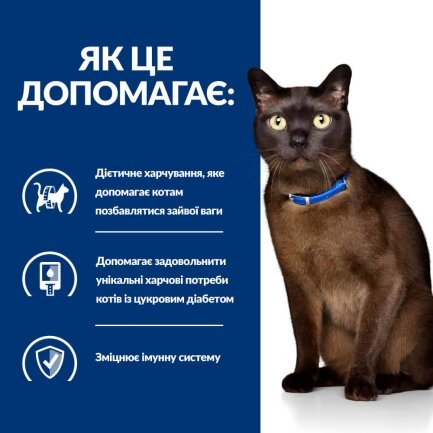 Hill’s Prescription Diet m/d Сухий корм для котів при цукровому діабеті, з куркою, 3 кг — Фото 4