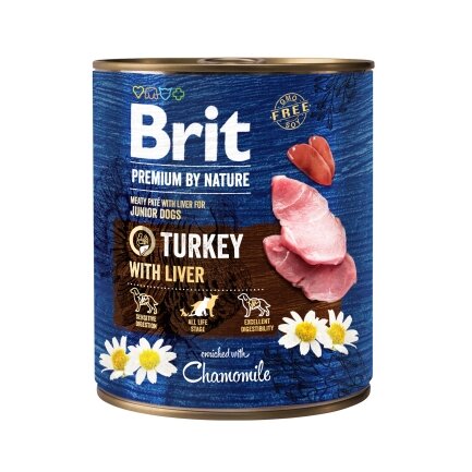 Вологий корм Brit Premium by Nature для собак, індичатина з печінкою, 800 г