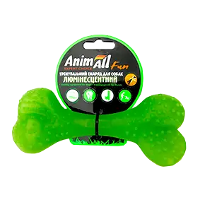 Іграшка AnimAll Fun кістка для собак, люмінесцентна, 15 см, зелена