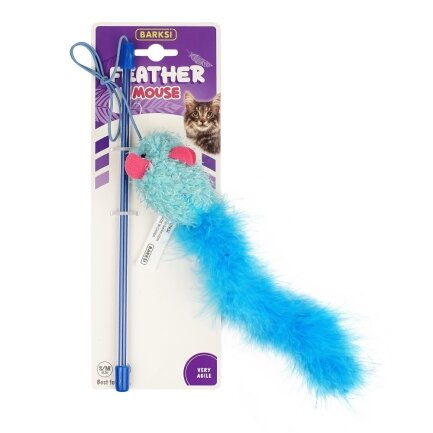 Іграшка для Котів Barksi Feather Mouse Мишка на вудочці 30 см — Фото 1