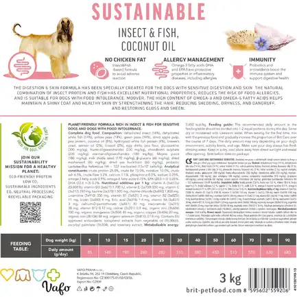 Сухий корм Brit Care Dog Sustainable Sensitive для собак з чутливим травленням, з рибою та комахами, 12 кг: додаткове фото 7