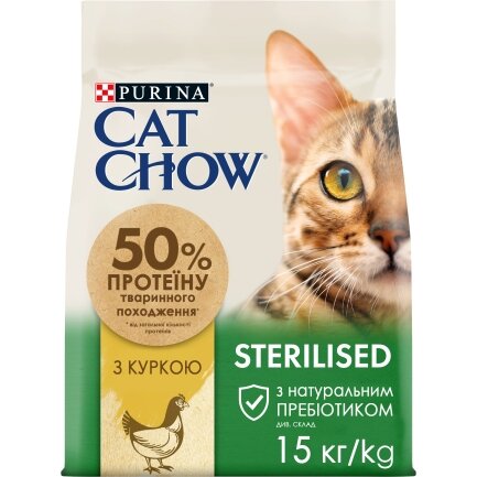 Сухий корм CAT CHOW Sterilised для дорослих котів після стерилізації з куркою 15 кг