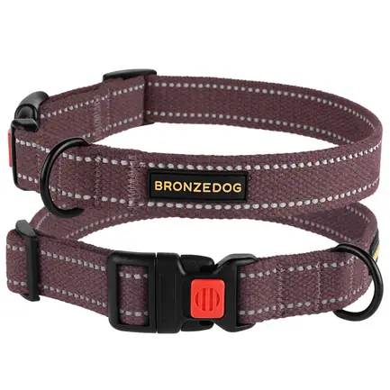 Нашийник для собак Bronzedog Сotton рефлекторний бавовняний брезент черрі M