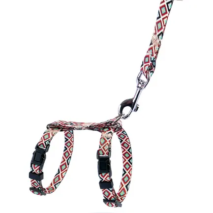 Шлея з повідцем для Котів та Дрібних Собак BronzeDog Urban Гуцульська Коричнева XS: додаткове фото 3