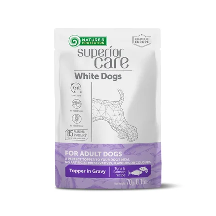 Nature's Protection Superior Care White Dogs Adult Tuna & Salmon Додатковий вологий корм для собак з білим забарвленням з тунцем і лососем, 70 г