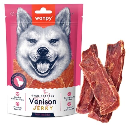 Wanpy Venison Jerky ВАНПІ В’ЯЛЕНА ОЛЕНИНА З КАЧКОЮ СЛАЙСИ лакомство для собак 0,1 кг