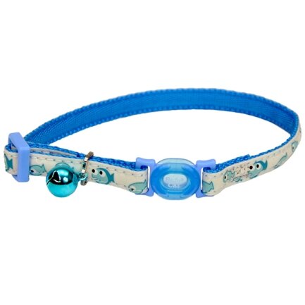 Coastal Fashion Safe Cat Collar КОСТАЛ безпечний нашийник що світится в темряві для котів Блакитна рибка