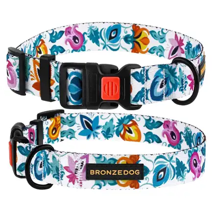 Нашийник для собак BronzeDog Urban Folk нейлоновий з пластиковою пряжкою білий M: додаткове фото 3