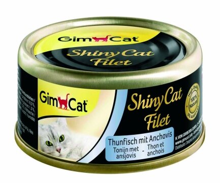 Вологий корм GimCat Shiny Cat Filet для котів, тунець та анчоус, 70 г — Фото 2