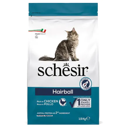 Schesir Cat Hairball ШЕЗІР ДЛЯ ВИВЕДЕННЯ ШЕРСТІ сухий монопротеїновий корм для котів з довгою шерстю 1,5 кг