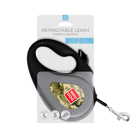 Повідець-рулетка для собак WAUDOG R-leash, малюнок "Мілітарі", L, до 50 кг, 5 м, світловідбиваюча стрічка: додаткове фото 2